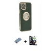 MARSİLYAN™- iPhone 12 Pro Max Kılıf İz Form Serisi - Şeffaf Temperli Cam Ekran Koruyucu + Shine Kamera Lens Koruma Cam - PE