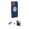 MARSİLYAN™- iPhone 12 Pro Max Kılıf İz Form Serisi - Şeffaf Temperli Cam Ekran Koruyucu + Shine Kamera Lens Koruma Cam - PE