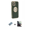 MARSİLYAN™- iPhone 12 Pro Max Kılıf İz Form Serisi - Şeffaf Temperli Cam Ekran Koruyucu + Shine Kamera Lens Koruma Cam - GI