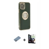 MARSİLYAN™- iPhone 12 Pro Max Kılıf İz Form Serisi - Şeffaf Temperli Cam Ekran Koruyucu + Shine Kamera Lens Koruma Cam - GS