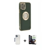 MARSİLYAN™- iPhone 12 Pro Max Kılıf İz Form Serisi - Şeffaf Temperli Cam Ekran Koruyucu + Shine Kamera Lens - LT