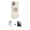 MARSİLYAN™- iPhone 12 Pro Max Kılıf İz Form Serisi - Şeffaf Temperli Cam Ekran Koruyucu + Shine Kamera Lens - LT