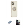 MARSİLYAN™- iPhone 12 Pro Max Kılıf İz Form Serisi - Şeffaf Temperli Cam Ekran Koruyucu + Shine Kamera Lens Koruma Cam - PE