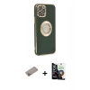 MARSİLYAN™- iPhone 12 Pro Max Kılıf İz Form Serisi - Şeffaf Temperli Cam Ekran Koruyucu + Shine Kamera Lens Koruma Cam - SABE