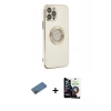 MARSİLYAN™- iPhone 12 Pro Max Kılıf İz Form Serisi - Şeffaf Temperli Cam Ekran Koruyucu + Shine Kamera Lens Koruma Cam - GD