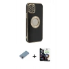 MARSİLYAN™- iPhone 12 Pro Max Kılıf İz Form Serisi - Şeffaf Temperli Cam Ekran Koruyucu + Shine Kamera Lens Koruma Cam - GI