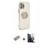 MARSİLYAN™- iPhone 12 Pro Max Kılıf İz Form Serisi - Şeffaf Temperli Cam Ekran Koruyucu + Shine Kamera Lens Koruma Cam - SABE