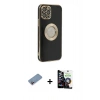 MARSİLYAN™- iPhone 12 Pro Max Kılıf İz Form Serisi - Şeffaf Temperli Cam Ekran Koruyucu + Shine Kamera Lens Koruma Cam - PE