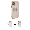 MARSİLYAN™- iPhone 12 Pro Max Kılıf İz Form Serisi - Şeffaf Uv Polymer Nano Ekran Koruyucu + Lacivert Shine Kamera Lens