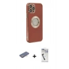 MARSİLYAN™- iPhone 12 Pro Max Kılıf İz Form Serisi - Şeffaf Uv Polymer Nano Ekran Koruyucu + Mavi Renkli Kamera Lens Koruma Cam