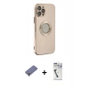 MARSİLYAN™- iPhone 12 Pro Max Kılıf İz Form Serisi - Şeffaf Uv Polymer Nano Ekran Koruyucu + Metal Kamera Lens Koruma Cam - GD