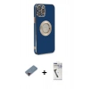 MARSİLYAN™- iPhone 12 Pro Max Kılıf İz Form Serisi - Şeffaf Uv Polymer Nano Ekran Koruyucu + Metal Kamera Lens Koruma Cam - KI