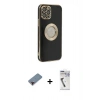 MARSİLYAN™- iPhone 12 Pro Max Kılıf İz Form Serisi - Şeffaf Uv Polymer Nano Ekran Koruyucu + Metal Kamera Lens Koruma Cam - KI