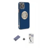 MARSİLYAN™- iPhone 12 Pro Max Kılıf İz Form Serisi - Şeffaf Uv Polymer Nano Ekran Koruyucu + Metal Kamera Lens Koruma Cam - GD