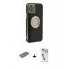 MARSİLYAN™- iPhone 12 Pro Max Kılıf İz Form Serisi - Şeffaf Uv Polymer Nano Ekran Koruyucu + Renkli Kamera Lens Koruma Cam - SI