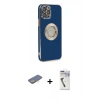 MARSİLYAN™- iPhone 12 Pro Max Kılıf İz Form Serisi - Şeffaf Uv Polymer Nano Ekran Koruyucu + Renkli Kamera Lens Koruma Cam - SI