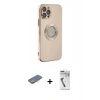 MARSİLYAN™- iPhone 12 Pro Max Kılıf İz Form Serisi - Şeffaf Uv Polymer Nano Ekran Koruyucu + Renkli Kamera Lens Koruma Cam - SI