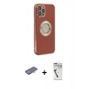 MARSİLYAN™- iPhone 12 Pro Max Kılıf İz Form Serisi - Şeffaf Uv Polymer Nano Ekran Koruyucu + Renkli Kamera Lens Koruma Cam - TU