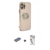 MARSİLYAN™- iPhone 12 Pro Max Kılıf İz Form Serisi - Şeffaf Uv Polymer Nano Ekran Koruyucu + Renkli Kamera Lens Koruma Cam - TU
