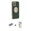 MARSİLYAN™- iPhone 12 Pro Max Kılıf İz Form Serisi - Şeffaf Uv Polymer Nano Ekran Koruyucu + Renkli Kamera Lens Koruma Cam - TU