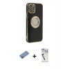 MARSİLYAN™- iPhone 12 Pro Max Kılıf İz Form Serisi - Şeffaf Uv Polymer Nano Ekran Koruyucu + Shine Kamera Lens Koruma Cam - PE