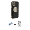 MARSİLYAN™- iPhone 12 Pro Max Kılıf İz Form Serisi - Şeffaf Uv Polymer Nano Ekran Koruyucu + Shine Kamera Lens Koruma Cam - MI