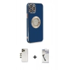 MARSİLYAN™- iPhone 12 Pro Max Kılıf İz Form Serisi - Şeffaf Uv Polymer Nano Ekran Koruyucu + Shine Kamera Lens - GD
