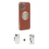 MARSİLYAN™- iPhone 12 Pro Max Kılıf İz Form Serisi - Şeffaf Uv Polymer Nano Ekran Koruyucu + Shine Kamera Lens - GD