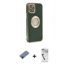MARSİLYAN™- iPhone 12 Pro Max Kılıf İz Form Serisi - Şeffaf Uv Polymer Nano Ekran Koruyucu + Shine Kamera Lens Koruma Cam - SH