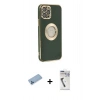 MARSİLYAN™- iPhone 12 Pro Max Kılıf İz Form Serisi - Şeffaf Uv Polymer Nano Ekran Koruyucu + Shine Kamera Lens Koruma Cam - MI
