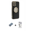 MARSİLYAN™- iPhone 12 Pro Max Kılıf İz Form Serisi - Şeffaf Uv Polymer Nano Ekran Koruyucu + Shine Kamera Lens Koruma Cam - SH