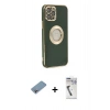 MARSİLYAN™- iPhone 12 Pro Max Kılıf İz Form Serisi - Şeffaf Uv Polymer Nano Ekran Koruyucu + Shine Kamera Lens Koruma Cam - GI