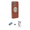 MARSİLYAN™- iPhone 12 Pro Max Kılıf İz Form Serisi - Şeffaf Uv Polymer Nano Ekran Koruyucu + Shine Kamera Lens Koruma Cam - GS
