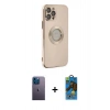 MARSİLYAN™- iPhone 12 Pro Max Kılıf İz Form Serisi - Siyah 18D Cam Ekran Koruyucu + Neon Fosforlu Kamera Lens - MI
