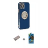 MARSİLYAN™- iPhone 12 Pro Max Kılıf İz Form Serisi - Siyah 18D Cam Ekran Koruyucu + Shine Kamera Lens Koruma Cam - SABE