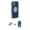 MARSİLYAN™- iPhone 12 Pro Max Kılıf İz Form Serisi - Siyah 18D Cam Ekran Koruyucu + Shine Kamera Lens Koruma Cam - GI