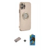 MARSİLYAN™- iPhone 12 Pro Max Kılıf İz Form Serisi - Siyah 18D Cam Ekran Koruyucu + Shine Kamera Lens Koruma Cam - SABE