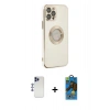 MARSİLYAN™- iPhone 12 Pro Max Kılıf İz Form Serisi - Siyah 18D Cam Ekran Koruyucu + Shine Kamera Lens - LT