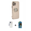 MARSİLYAN™- iPhone 12 Pro Max Kılıf İz Form Serisi - Siyah 18D Cam Ekran Koruyucu + Shine Kamera Lens - LT