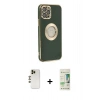 MARSİLYAN™- iPhone 12 Pro Max Kılıf İz Form Serisi - Siyah 20D Premium Cam Ekran Koruyucu + Shine Kamera Lens - GD