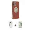 MARSİLYAN™- iPhone 12 Pro Max Kılıf İz Form Serisi - Siyah 20D Premium Cam Ekran Koruyucu + Shine Kamera Lens - GD