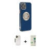 MARSİLYAN™- iPhone 12 Pro Max Kılıf İz Form Serisi - Siyah 20D Premium Cam Ekran Koruyucu + Shine Kamera Lens - GD