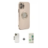 MARSİLYAN™- iPhone 12 Pro Max Kılıf İz Form Serisi - Siyah 20D Premium Cam Ekran Koruyucu + Shine Kamera Lens - GD
