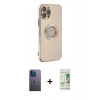 MARSİLYAN™- iPhone 12 Pro Max Kılıf İz Form Serisi - Siyah 20D Premium Cam Ekran Koruyucu + Neon Fosforlu Kamera Lens - MI