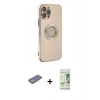 MARSİLYAN™- iPhone 12 Pro Max Kılıf İz Form Serisi - Siyah 20D Premium Cam Ekran Koruyucu + Renkli Kamera Lens Koruma Cam - SI
