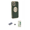 MARSİLYAN™- iPhone 12 Pro Max Kılıf İz Form Serisi - Siyah 20D Premium Cam Ekran Koruyucu + Renkli Kamera Lens Koruma Cam - SI