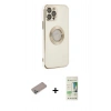MARSİLYAN™- iPhone 12 Pro Max Kılıf İz Form Serisi - Siyah 20D Premium Cam Ekran Koruyucu + Shine Kamera Lens Koruma Cam - SABE