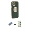 MARSİLYAN™- iPhone 12 Pro Max Kılıf İz Form Serisi - Siyah 20D Premium Cam Ekran Koruyucu + Shine Kamera Lens Koruma Cam - SH