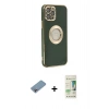 MARSİLYAN™- iPhone 12 Pro Max Kılıf İz Form Serisi - Siyah 20D Premium Cam Ekran Koruyucu + Shine Kamera Lens Koruma Cam - GI