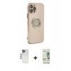 MARSİLYAN™- iPhone 12 Pro Max Kılıf İz Form Serisi - Siyah 20D Premium Cam Ekran Koruyucu + Shine Kamera Lens - LT